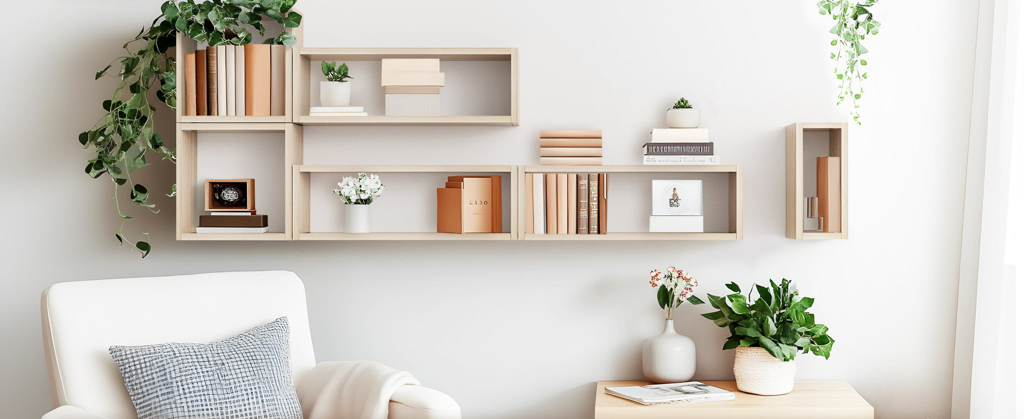 Maximizing Space with Kaboon Floating Cube Shelves Rectangle