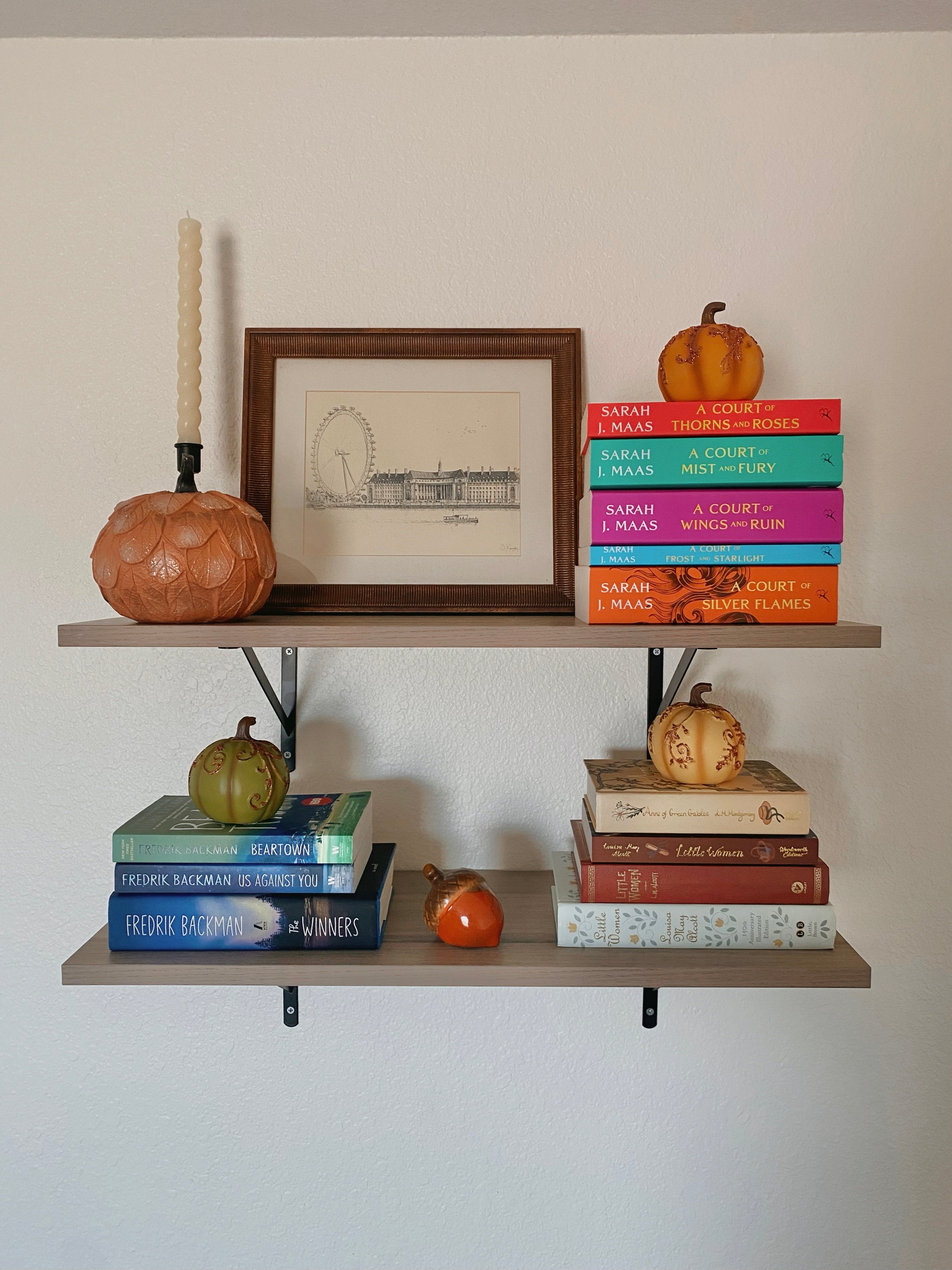 KABOON Floating Shelves for Wall, Set of 2--Oak