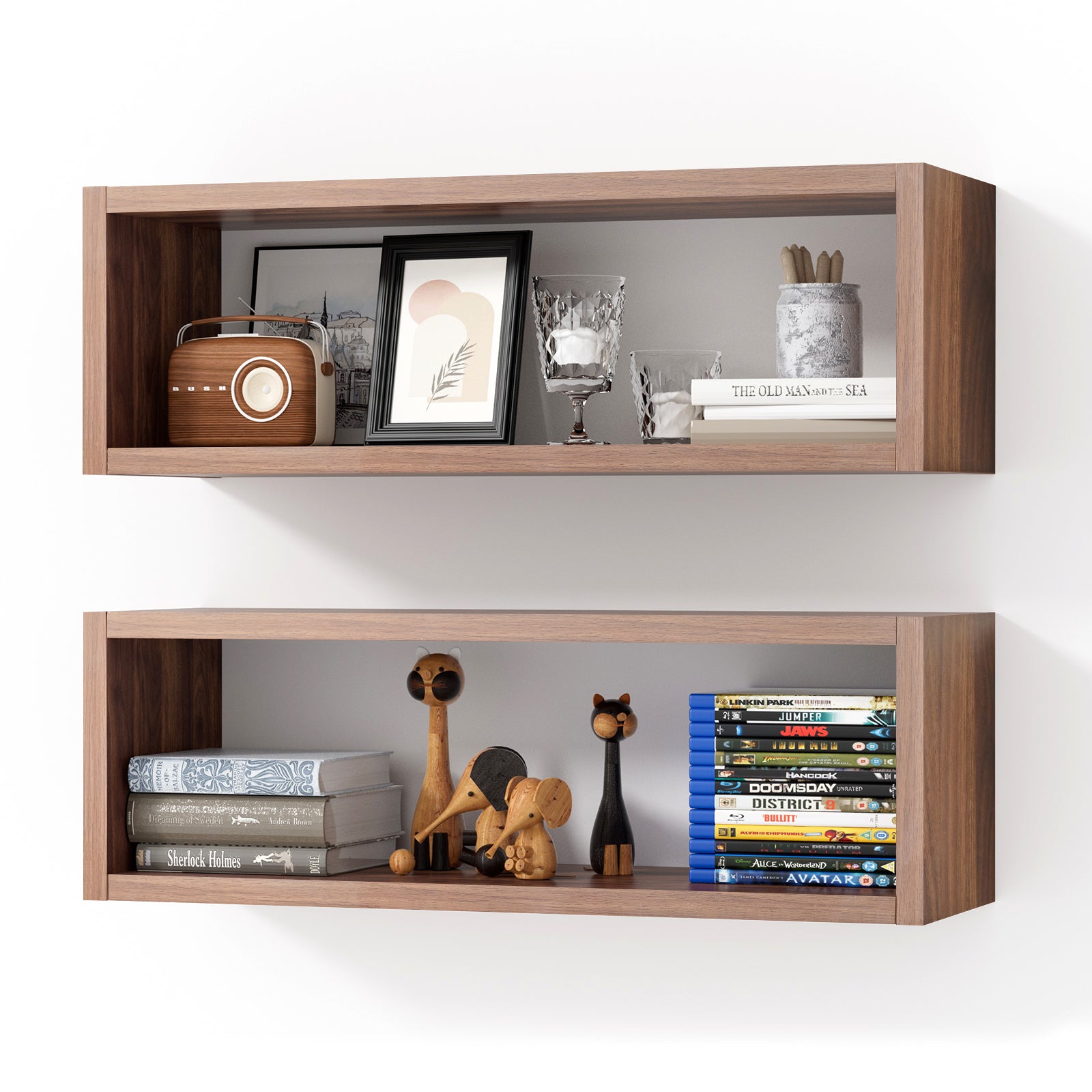 KABOON Floating Shelves Cube--Dark Walnut