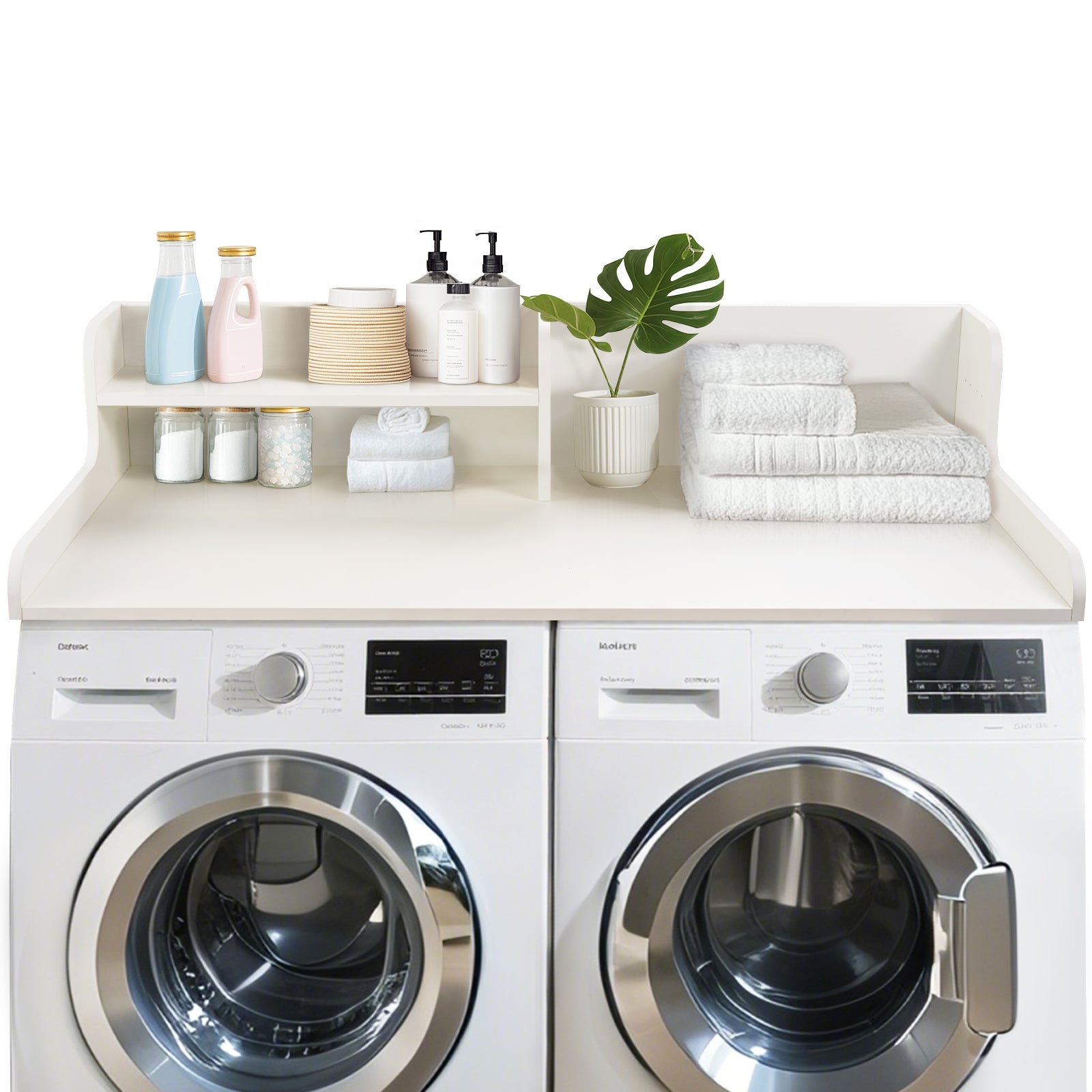 Kaboon Washer Dryer Countertop 2 Tier, 58" W x 28" D x 12" H, White