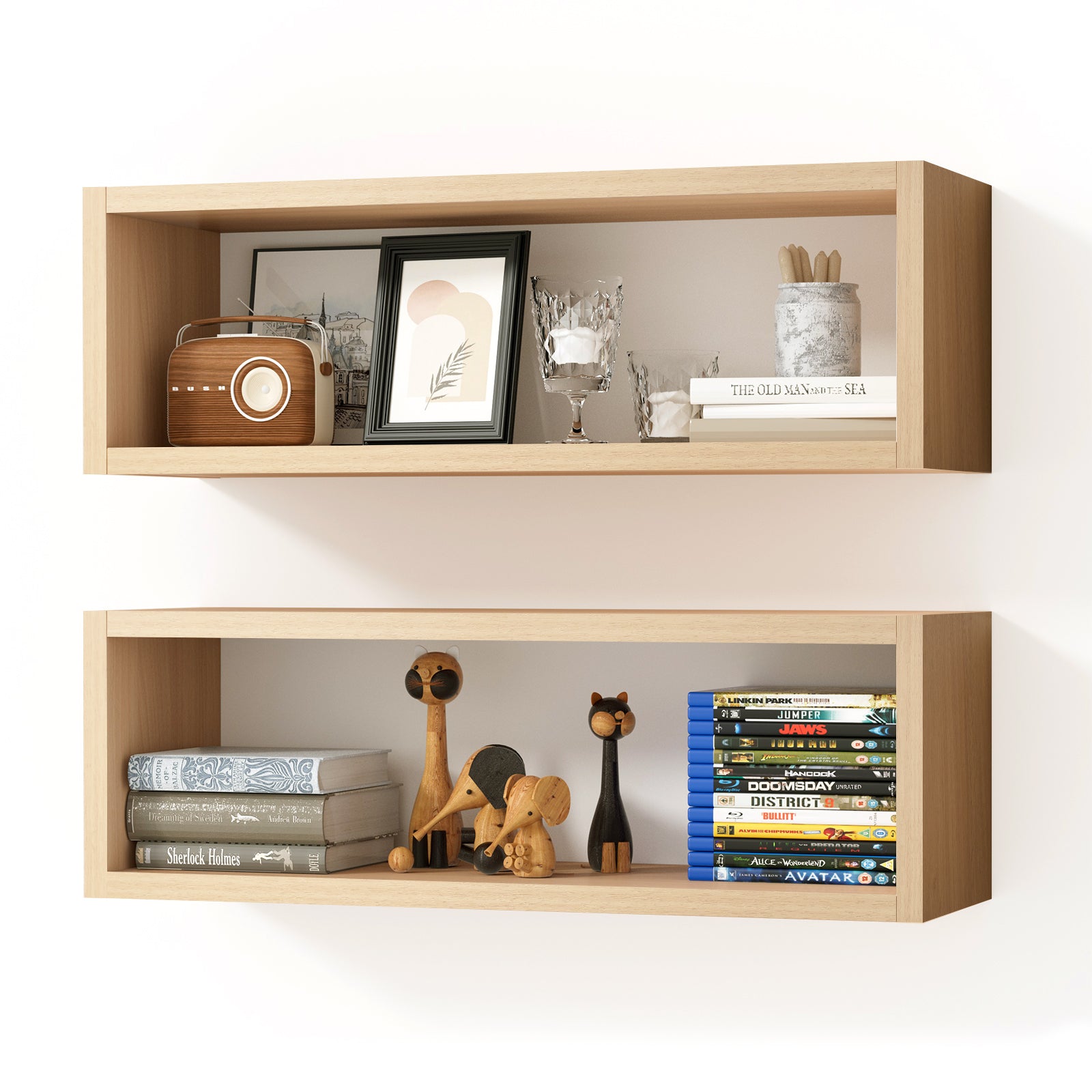 KABOON Floating Shelves Cube--Light Walnut