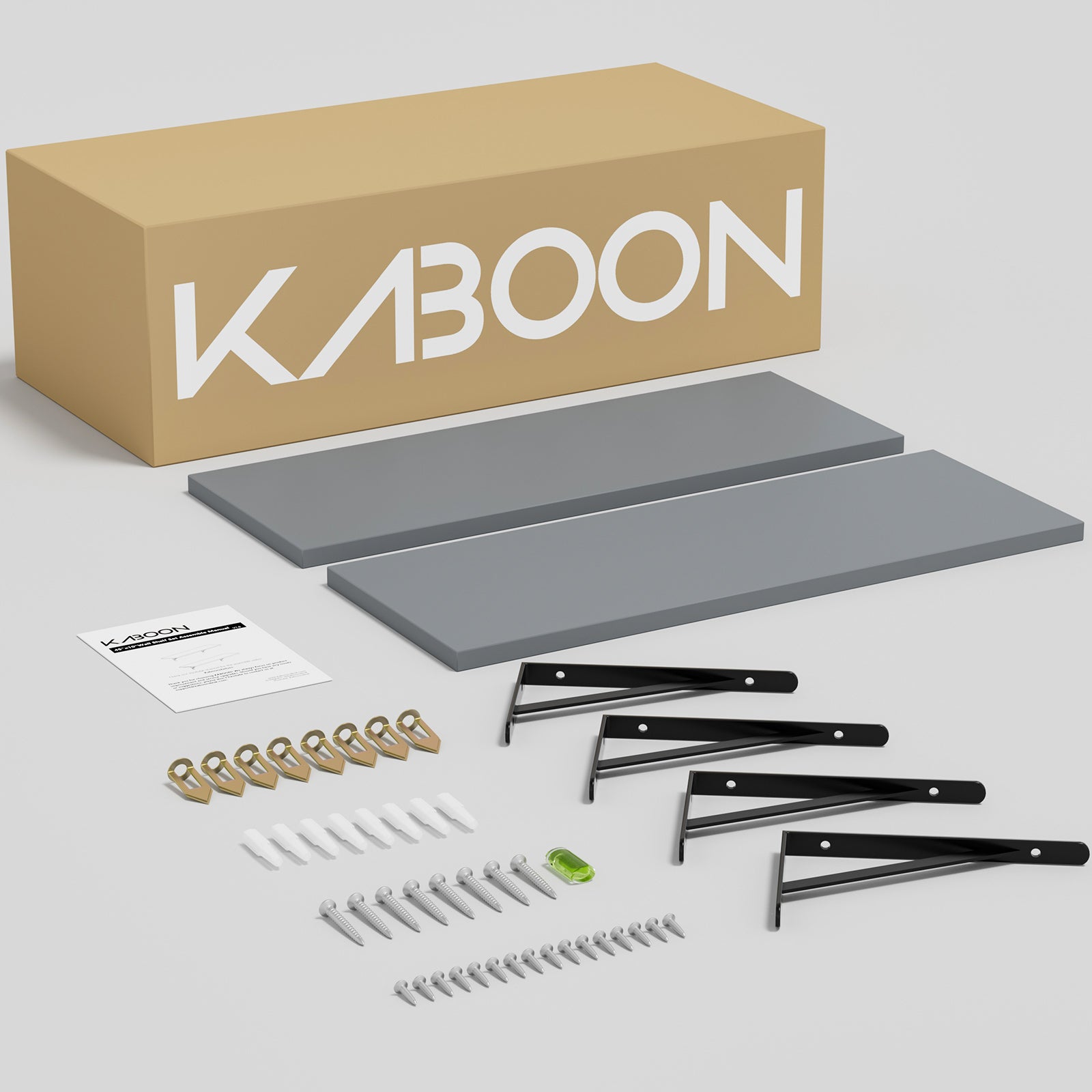 KABOON Floating Shelves for Wall, Set of 2--Gray