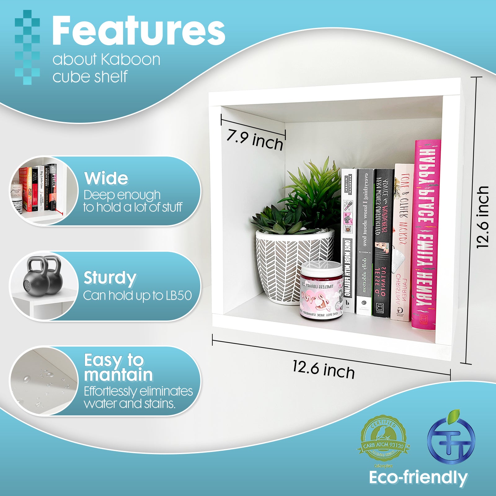 KABOON Floating Shelves Cube--White