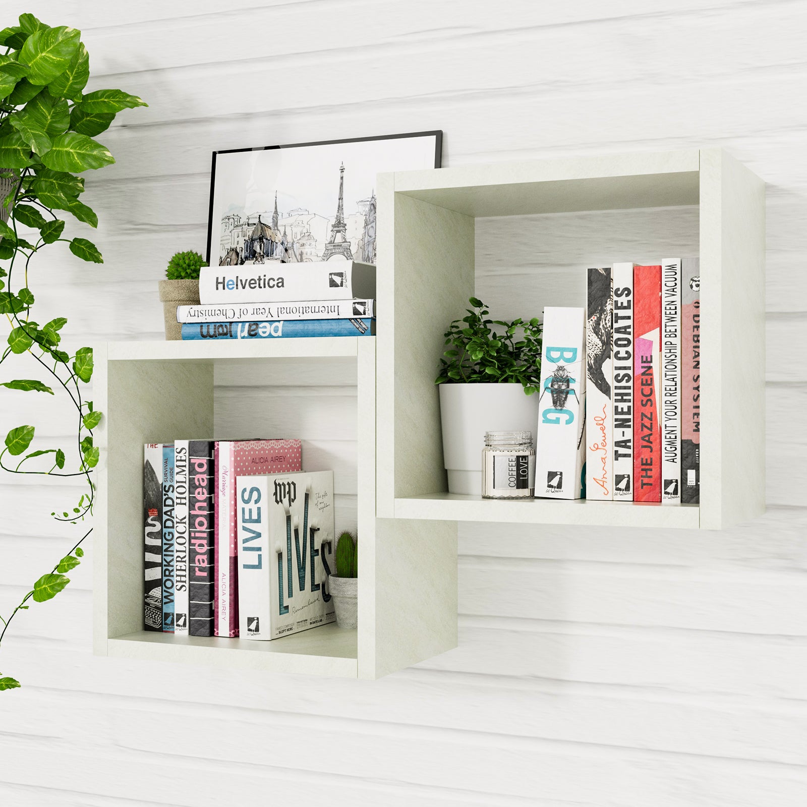 KABOON Floating Shelves Cube--Sea Salt
