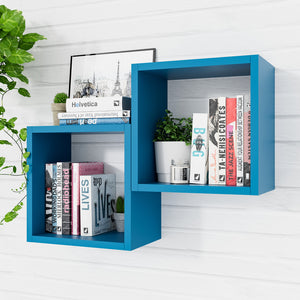 KABOON Floating Cube Shelves--Cyan