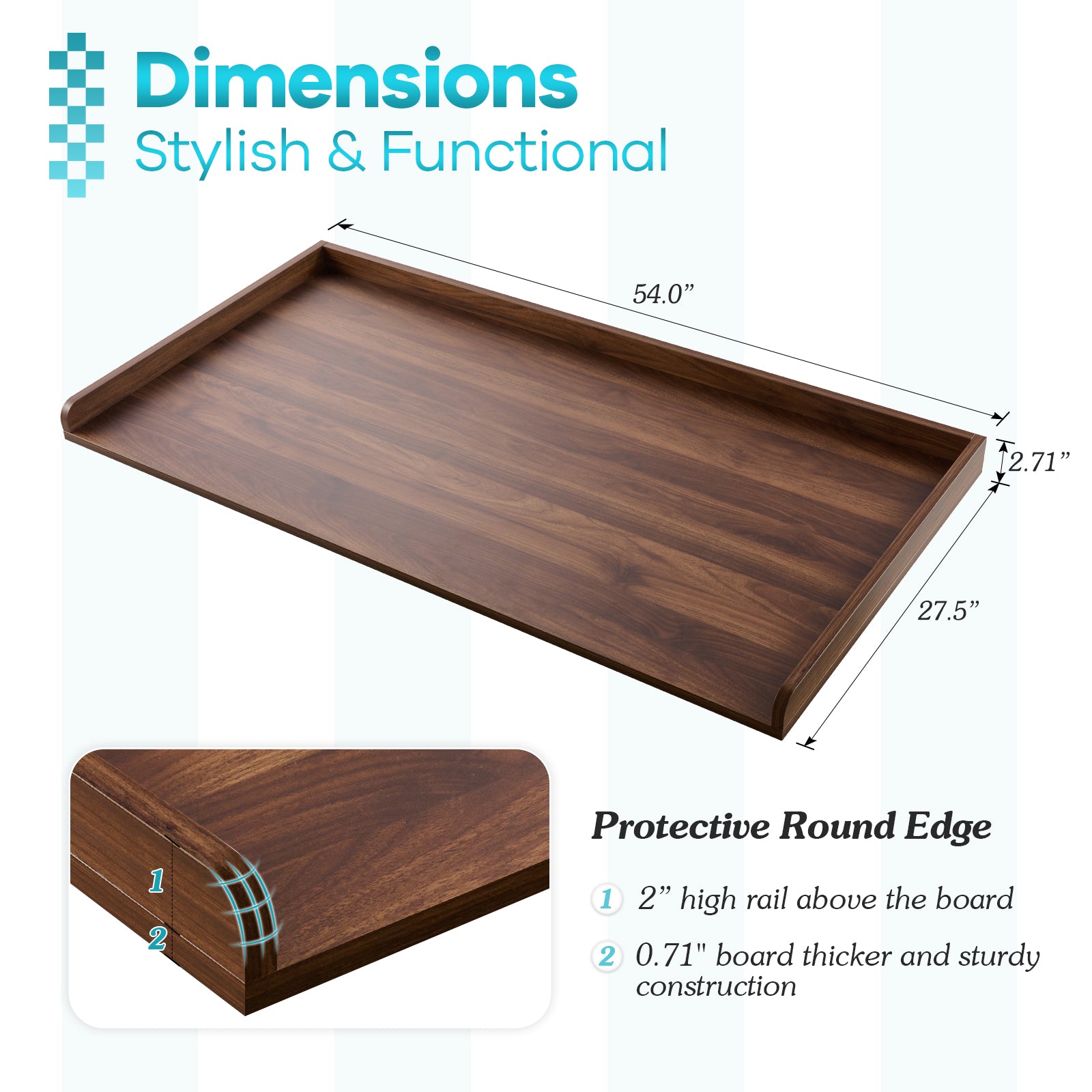 Kaboon Washer Dryer Countertop, Dark Walnut