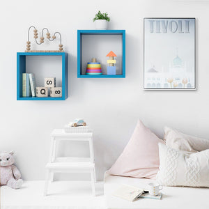 KABOON Floating Cube Shelves--Cyan