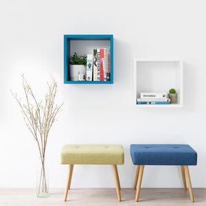 KABOON Floating Cube Shelves--Cyan