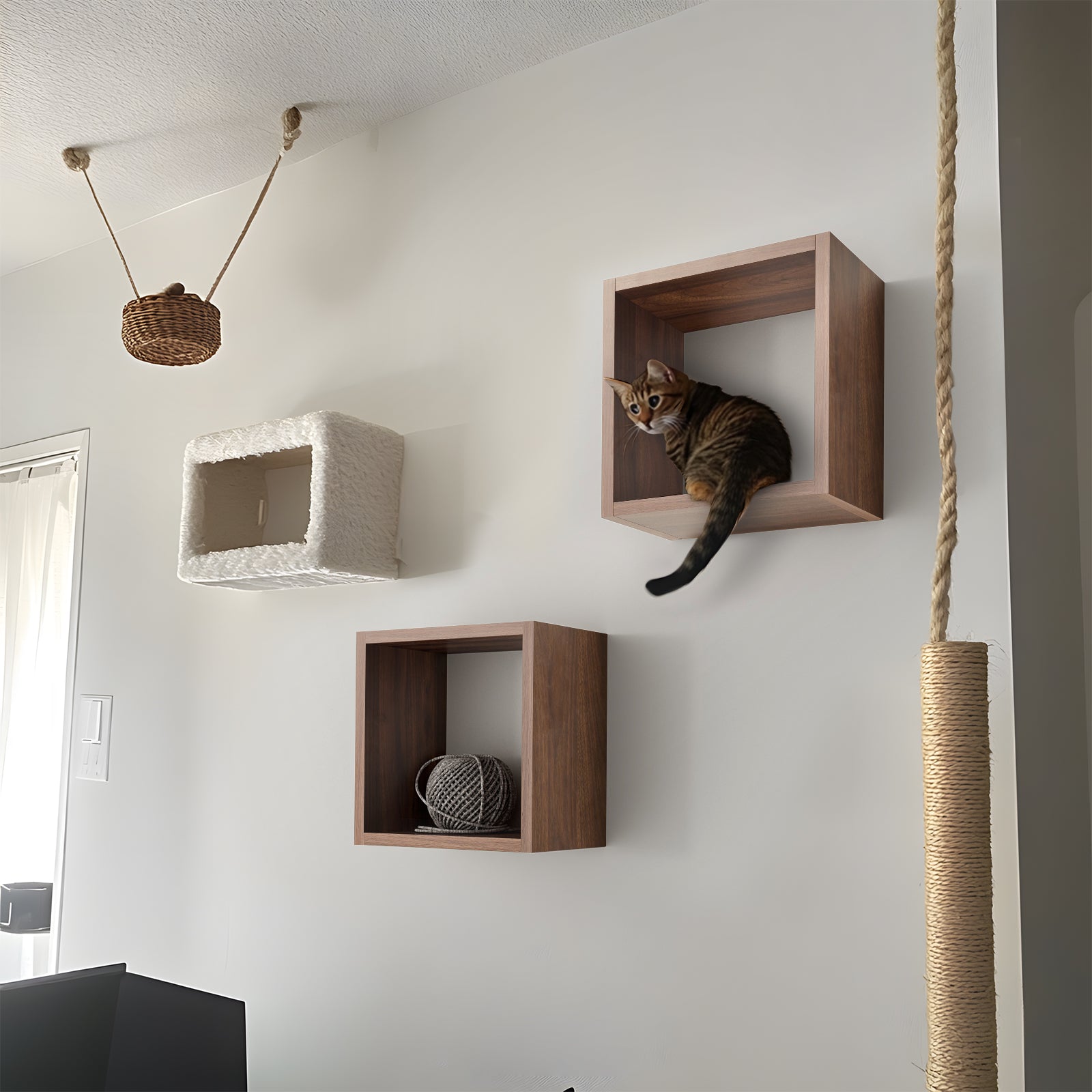 KABOON Floating Shelves Cube--Dark Walnut