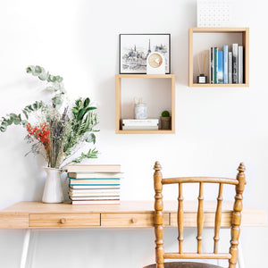 KABOON Floating Shelves Cube--Light Walnut
