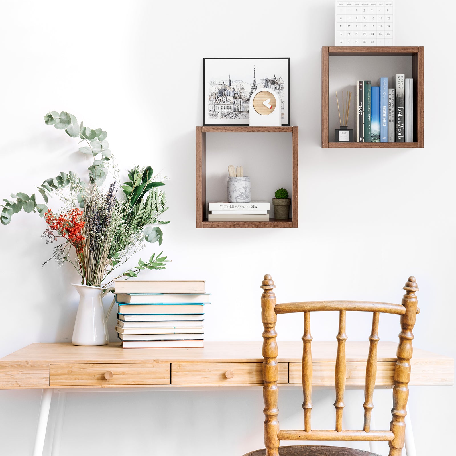 KABOON Floating Shelves Cube--Dark Walnut