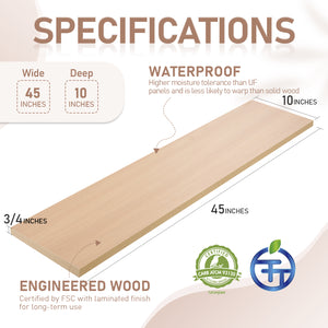KABOON Floating Shelves for Wall, Set of 2--Light Walnut