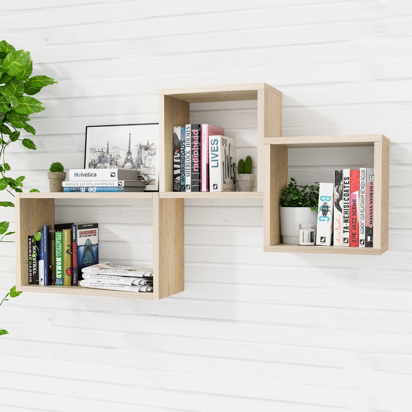 KABOON Floating Shelves Cube--Oak