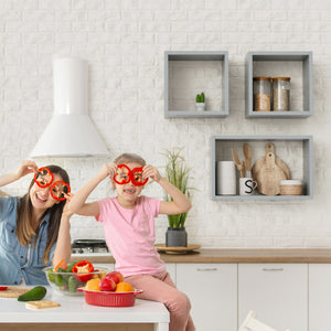 KABOON Floating Cube Shelves--Gray