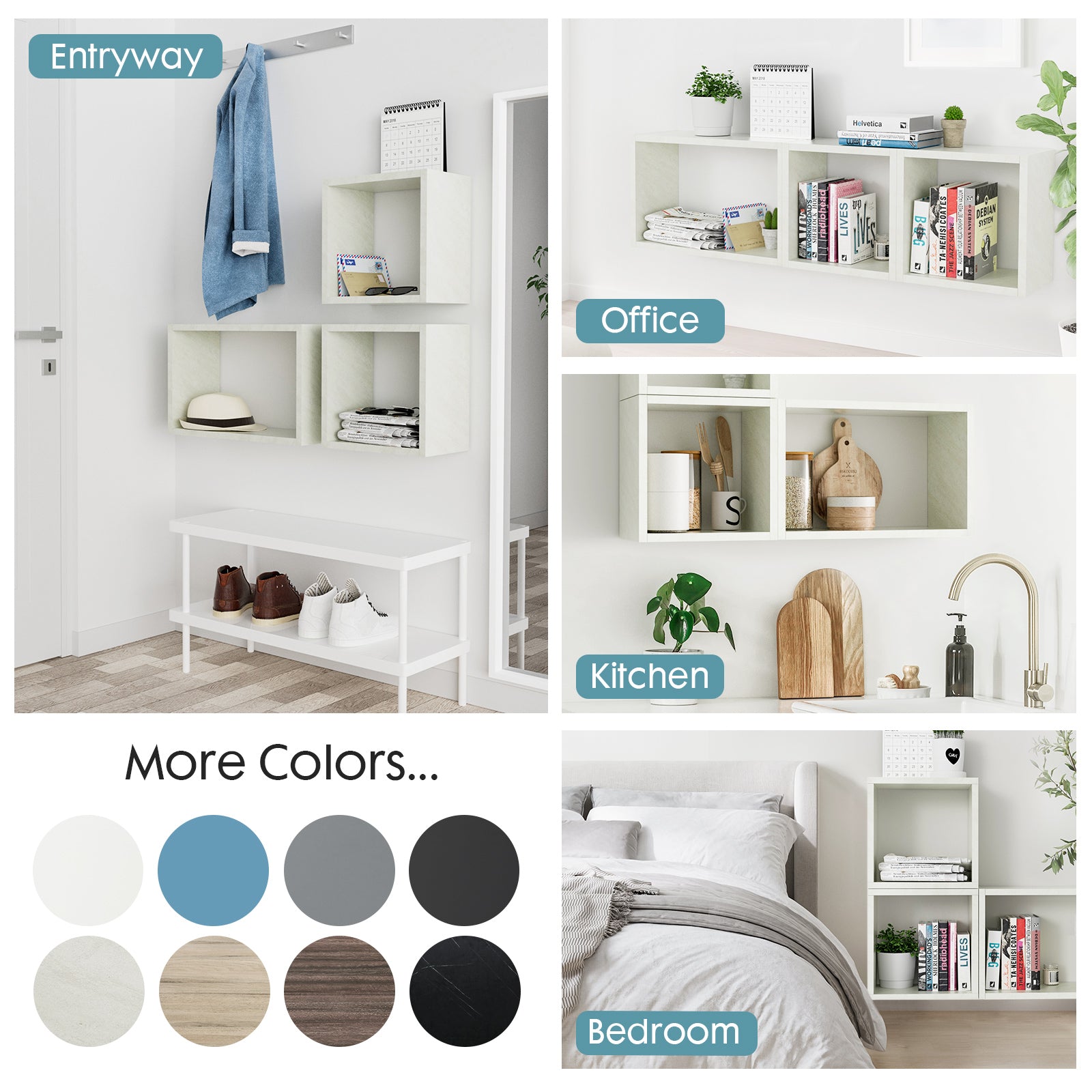 KABOON Floating Shelves Cube--Sea Salt