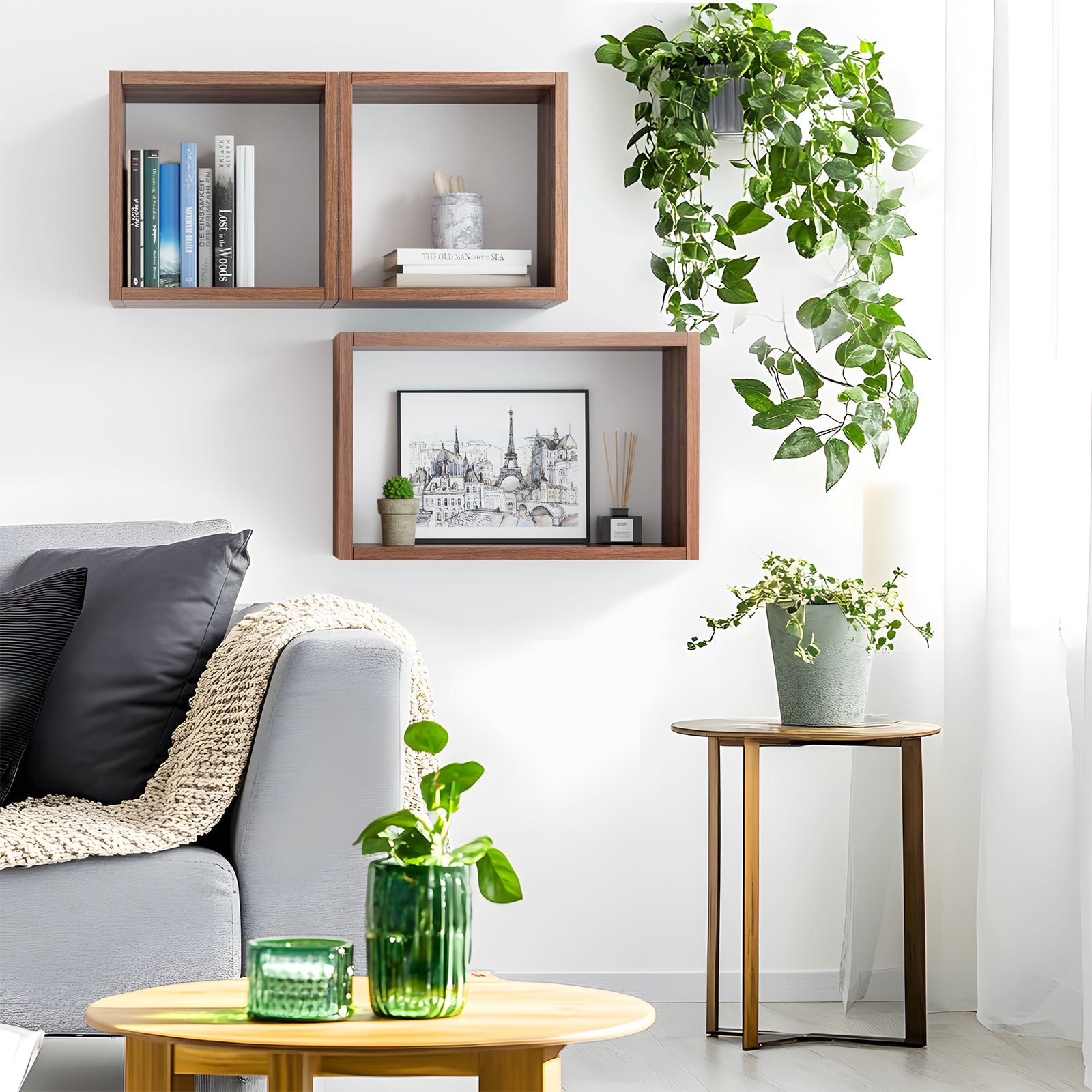 KABOON Floating Shelves Cube--Dark Walnut