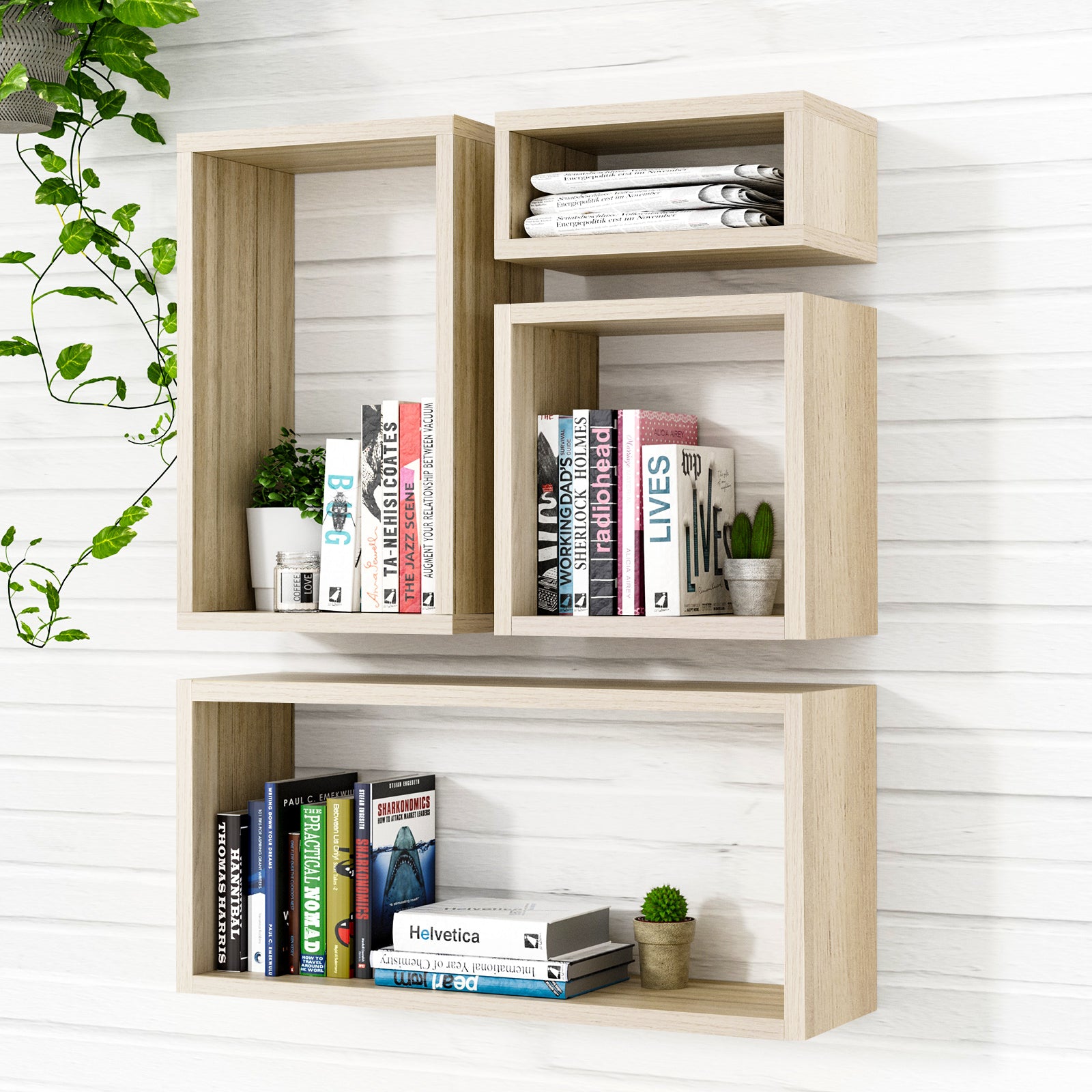 KABOON Floating Shelves Cube--Oak