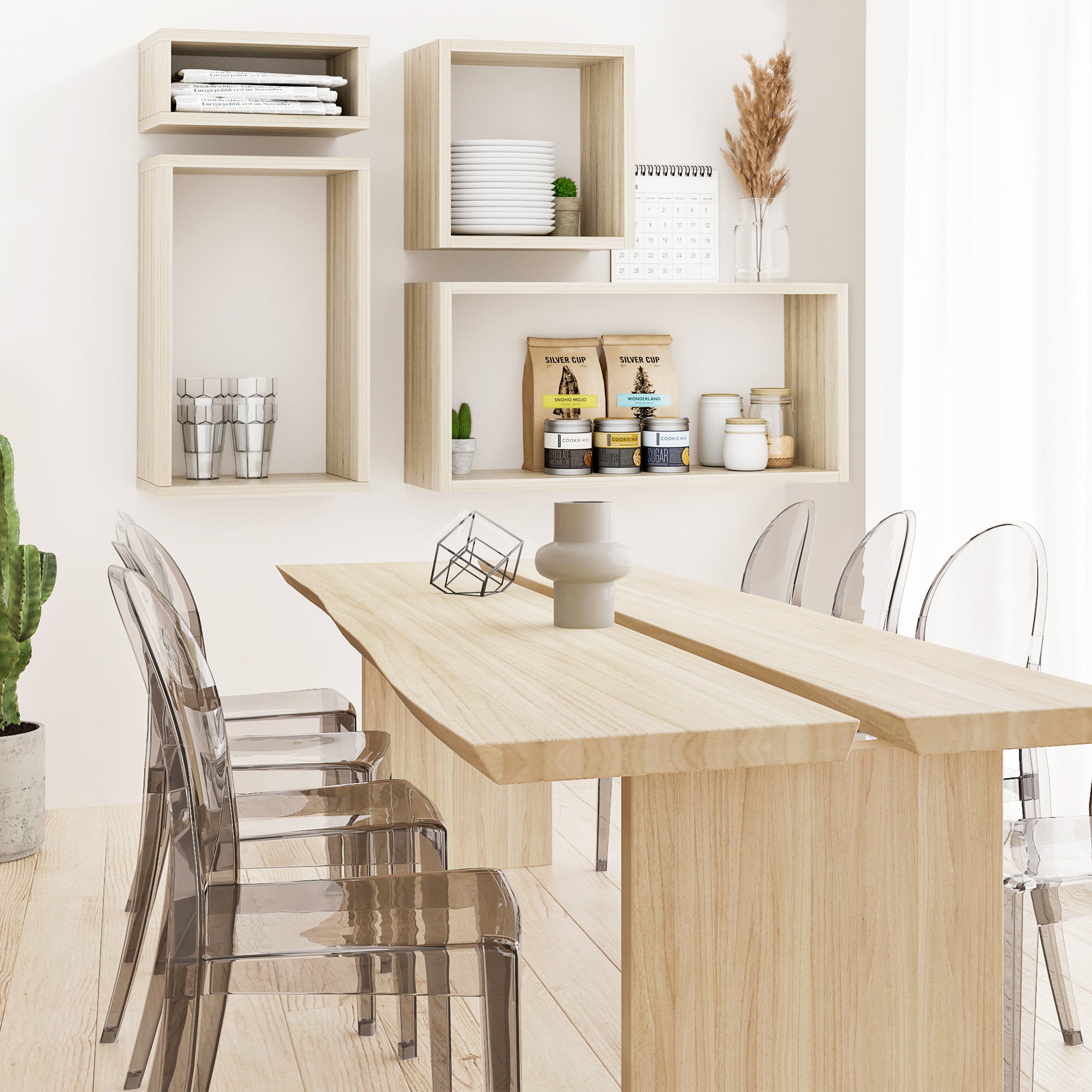 KABOON Floating Shelves Cube--Oak