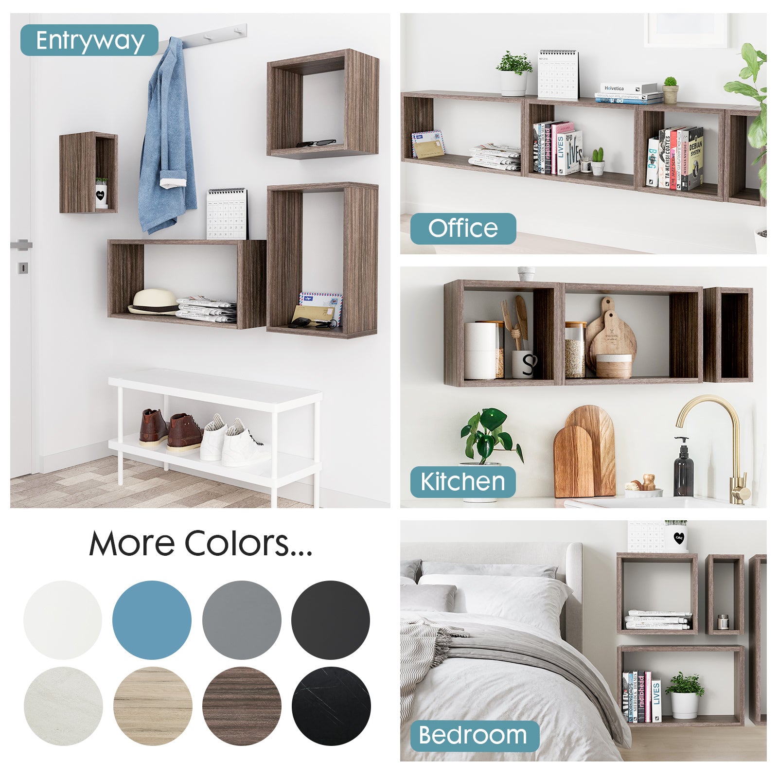 KABOON Floating Shelves Cube--Eucalyptus