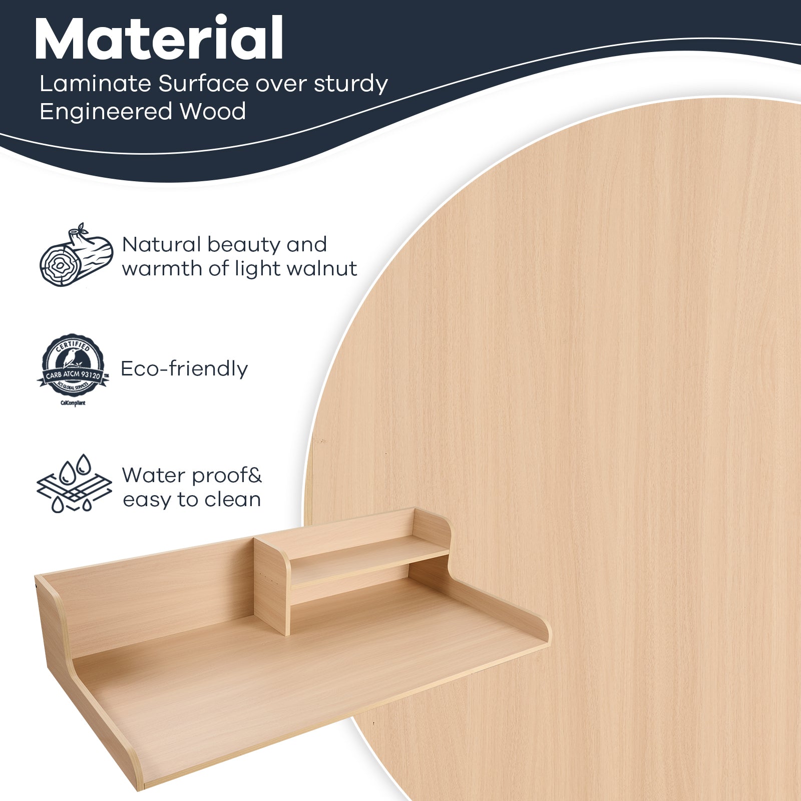 Kaboon Washer Dryer Countertop 2 Tier, 58" W x 28" D x 12" H, Light Walnut