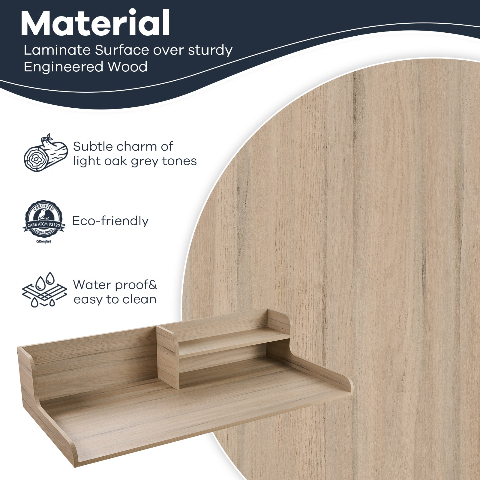 Kaboon Washer Dryer Countertop 2 Tier, 58" W x 28" D x 12" H, Oak