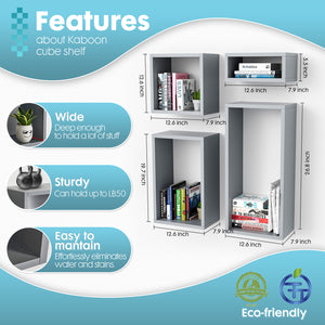 KABOON Floating Cube Shelves--Gray