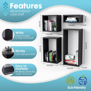 KABOON Floating Cube Shelves--Black