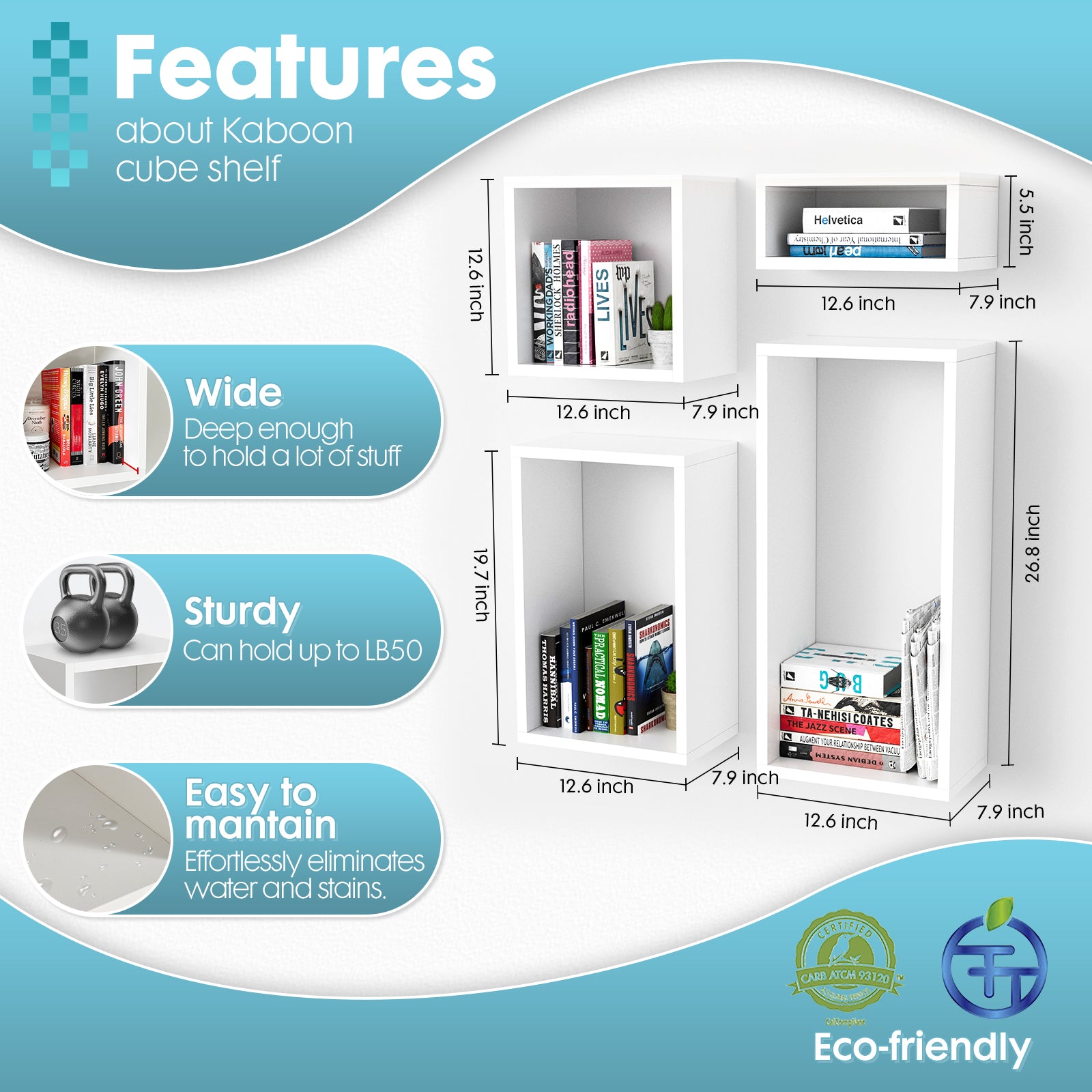 KABOON Floating Shelves Cube--White