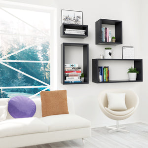 KABOON Floating Cube Shelves--Black