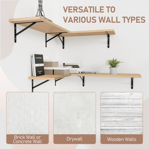 KABOON Floating Shelves for Wall, Set of 2--Light Walnut