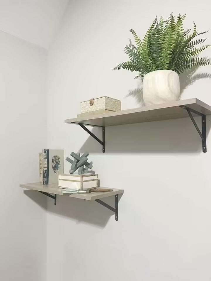 KABOON Floating Shelves for Wall, Set of 2--Oak