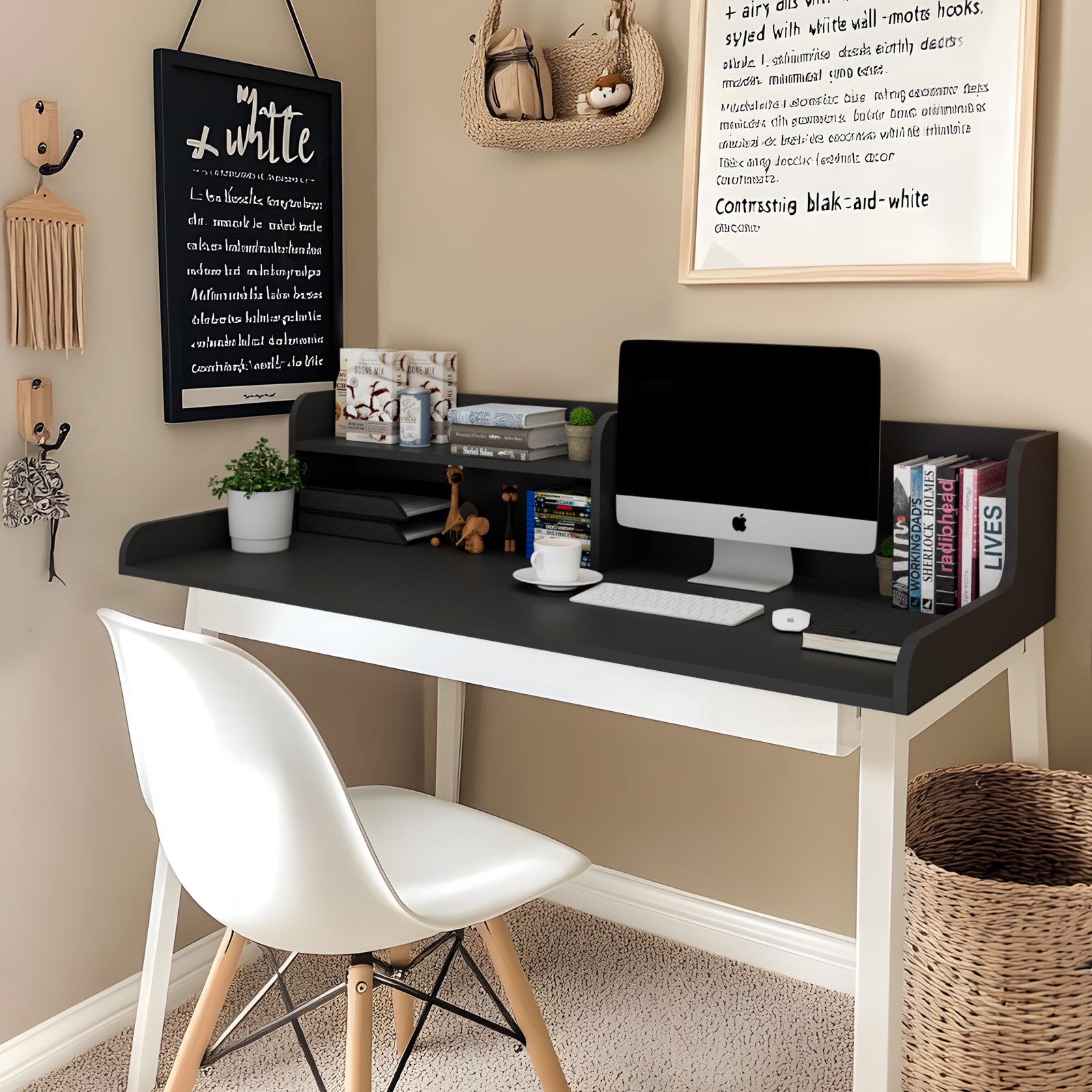 Kaboon Washer Dryer Countertop 2 Tier, 58" W x 28" D x 12" H, Black