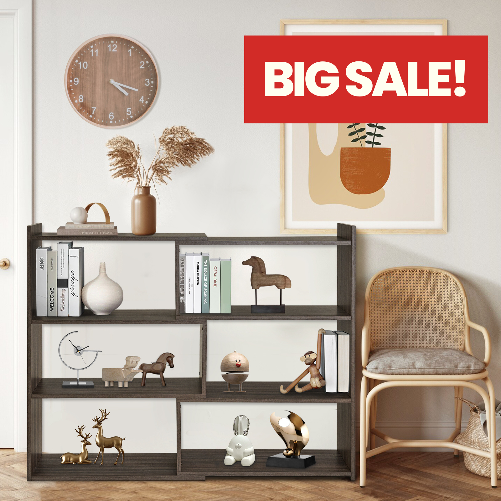 Special Deal-Kaboon 4-Tier Shelving Unit--Eucalyptus