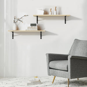 KABOON Floating Shelves for Wall, Set of 2--White Rock