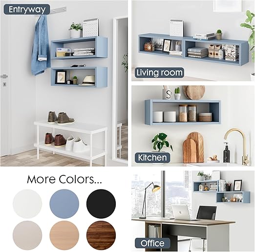 KABOON Floating Shelves Cube--Peace Blue