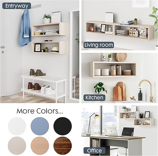 KABOON Floating Shelves Cube--Beige Leather