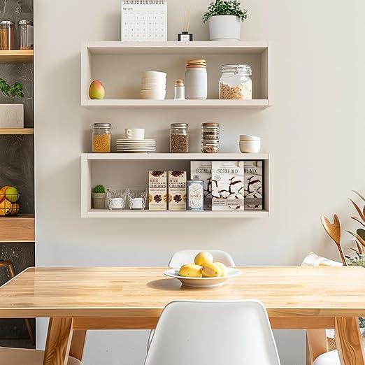 KABOON Floating Shelves Cube--Beige Leather