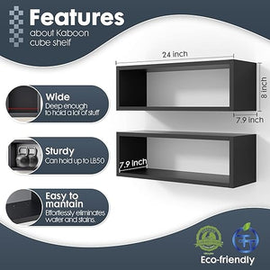 KABOON Floating Cube Shelves--Black