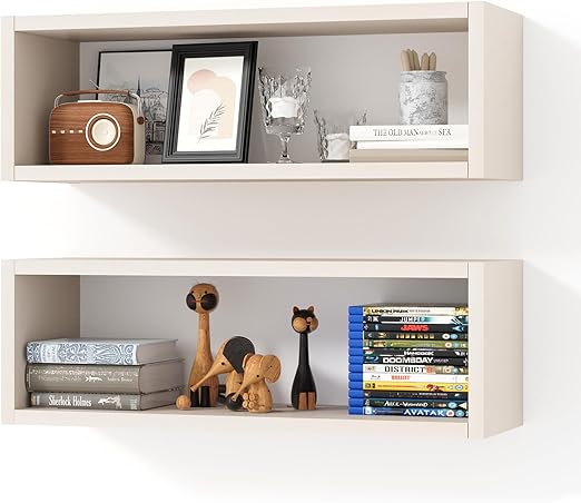 KABOON Floating Shelves Cube--Beige Leather