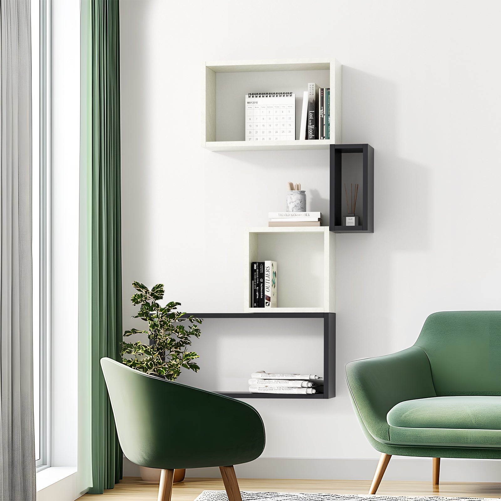 KABOON Floating Shelves Cube--Sea Salt