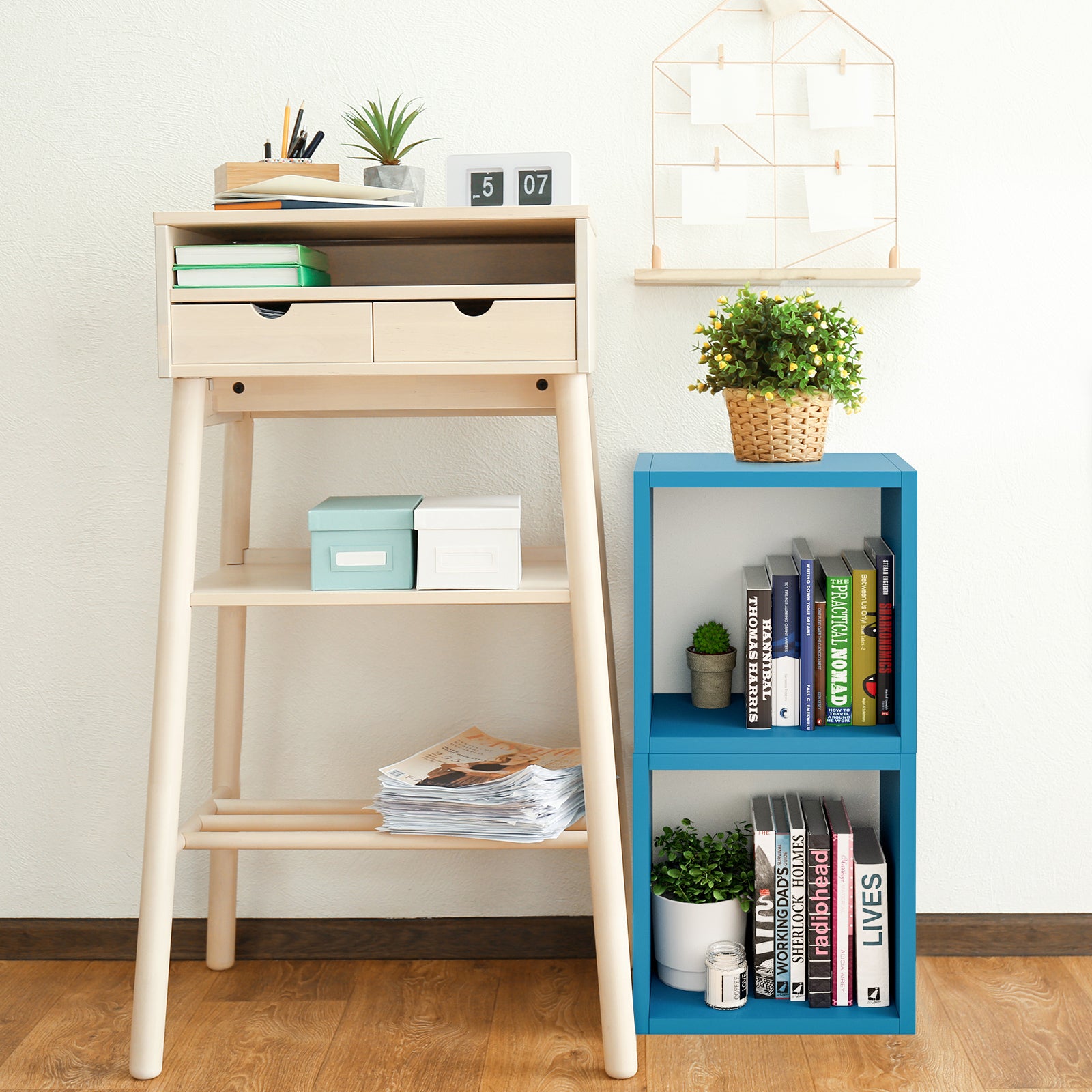 KABOON Floating Cube Shelves--Cyan