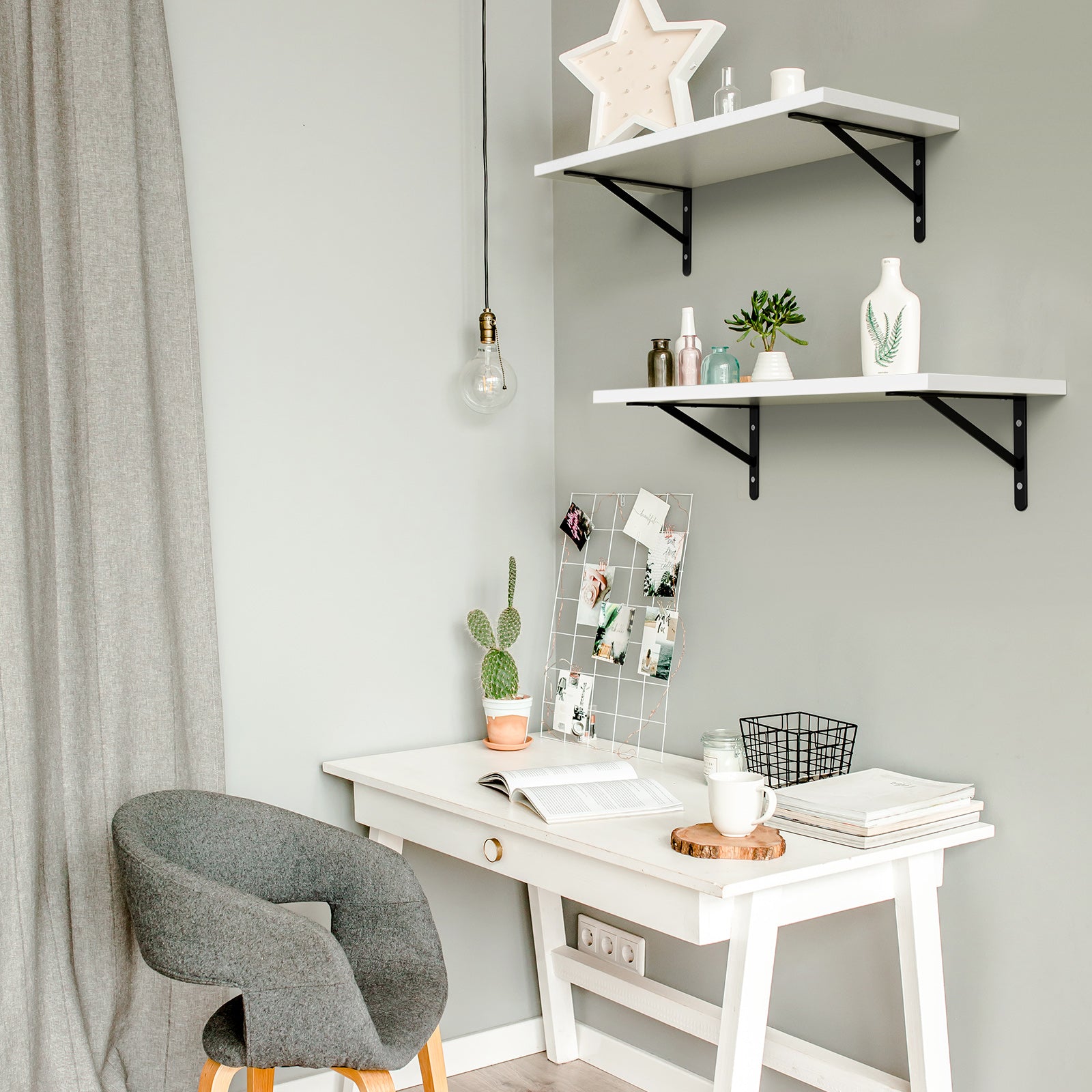 KABOON Floating Shelves for Wall, Set of 2--White