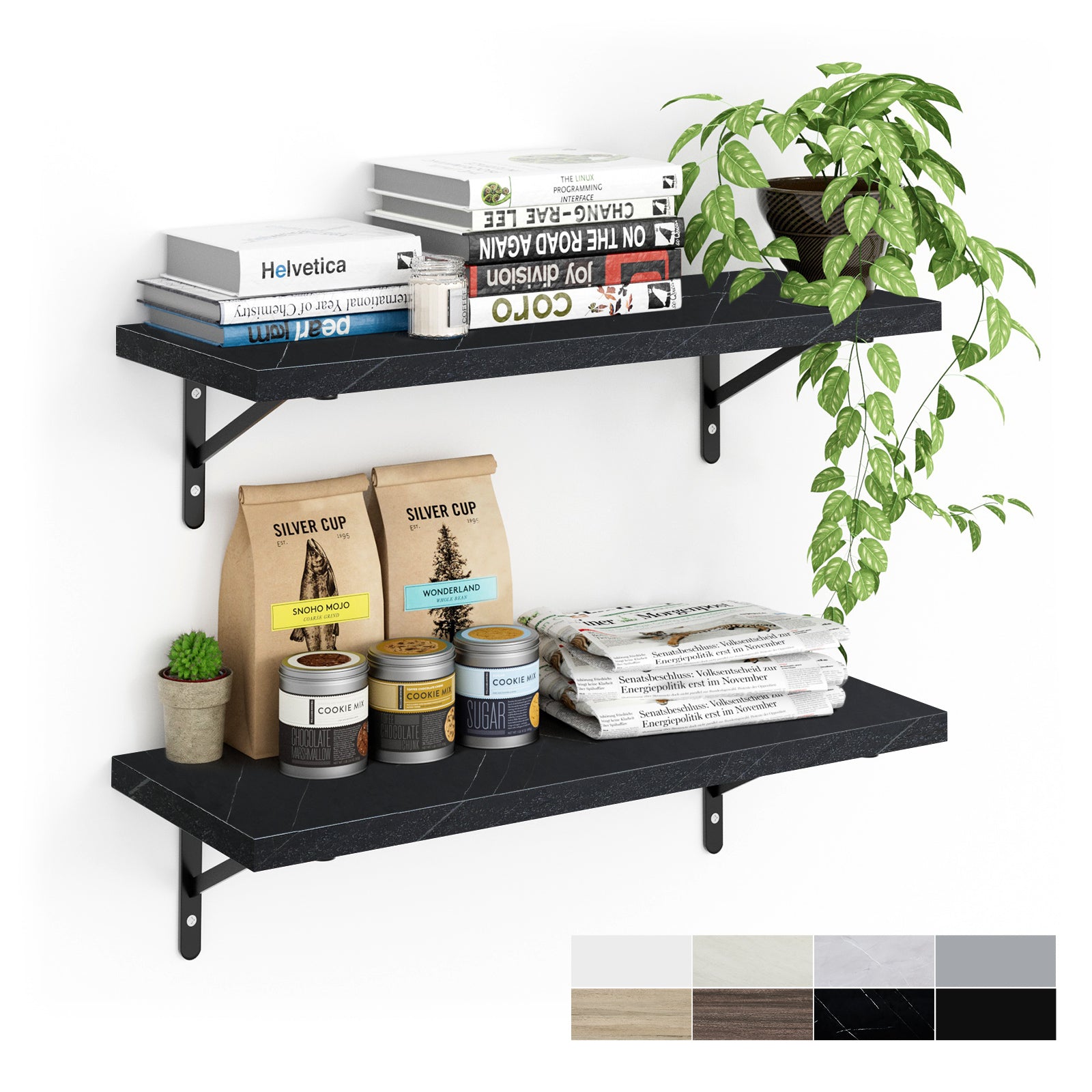 KABOON Floating Shelves for Wall, Set of 2--Cloud Atlas