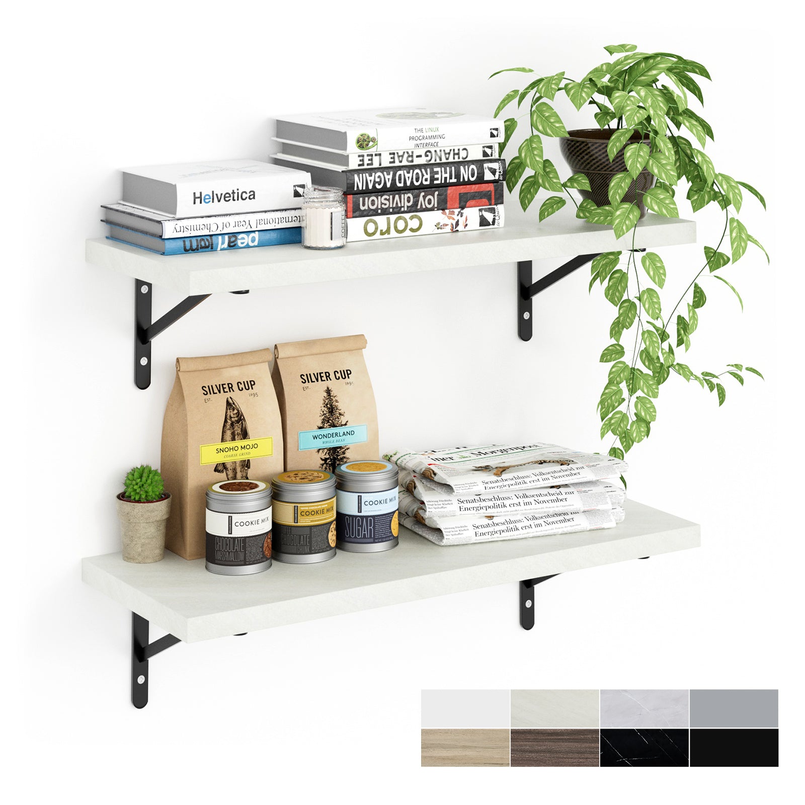 KABOON Floating Shelves for Wall, Set of 2--Sea Salt