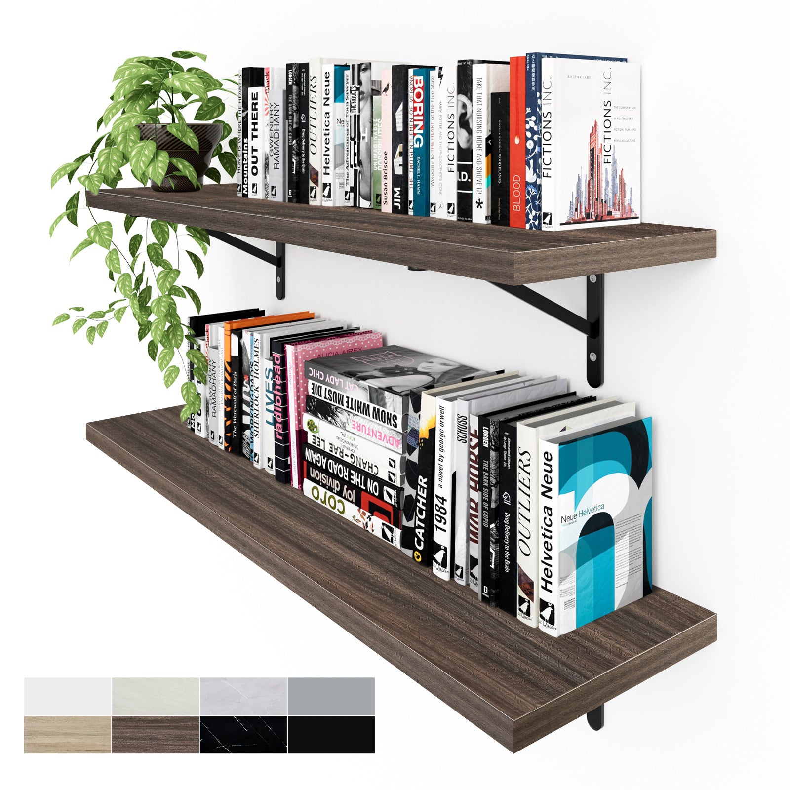 KABOON Floating Shelves for Wall, Set of 2--Eucalyptus