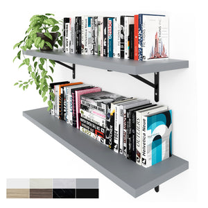 KABOON Floating Shelves for Wall, Set of 2--Gray