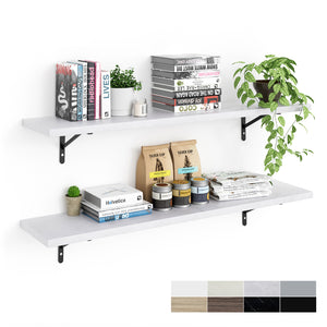 KABOON Floating Shelves for Wall, Set of 2--White Rock