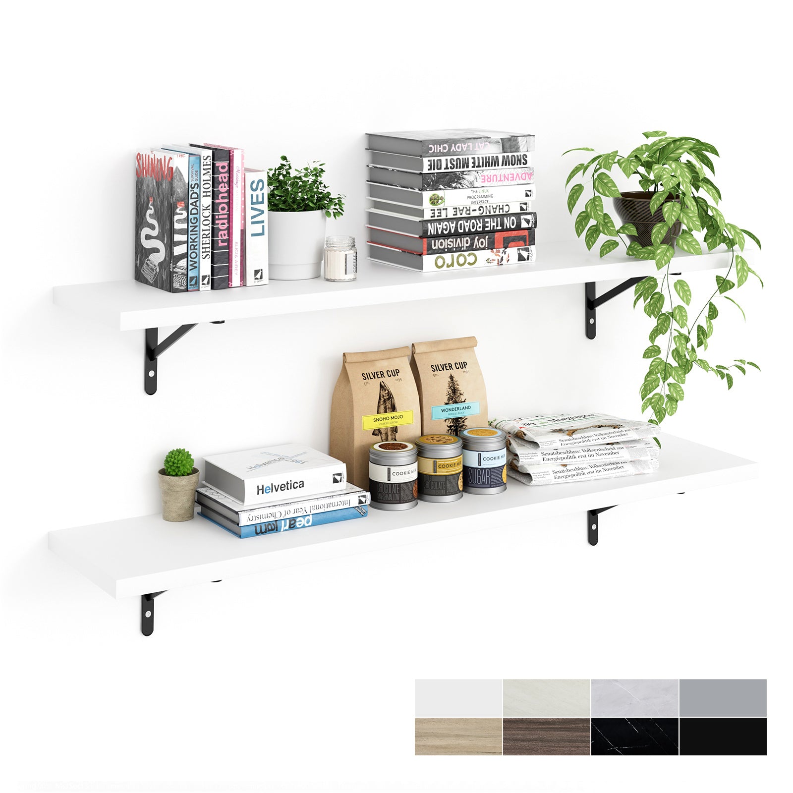 KABOON Floating Shelves for Wall, Set of 2--White