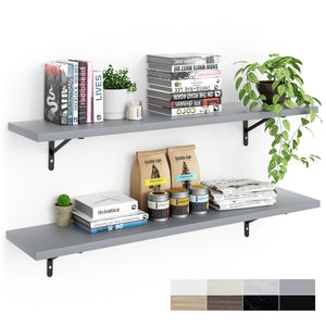 KABOON Floating Shelves for Wall, Set of 2--Gray