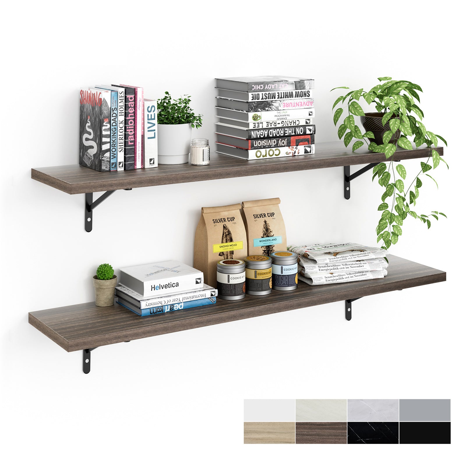 KABOON Floating Shelves for Wall, Set of 2--Eucalyptus